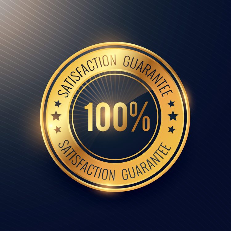 satisfaction guarantee golden badge and label vector design